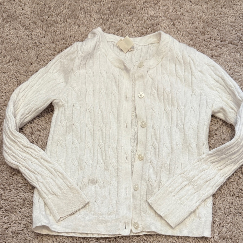 Crewcuts White Cable Knit Cardigan